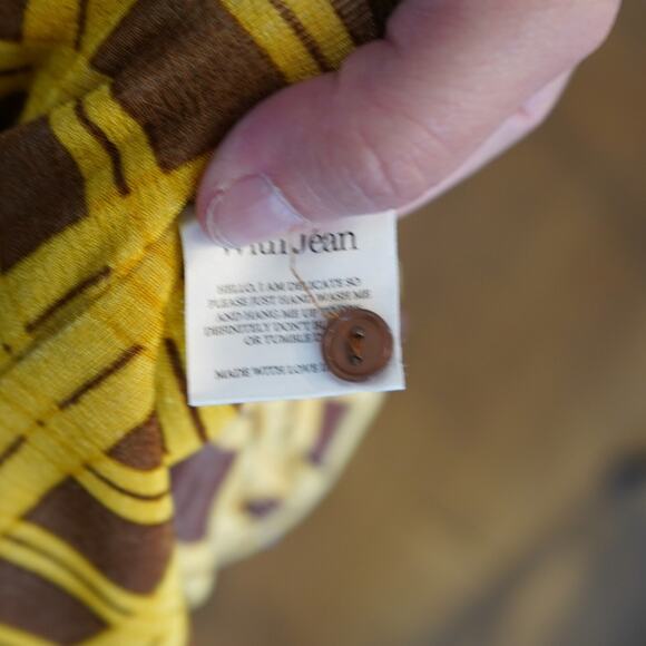 With Jean Andy Long Sleeve Button Front Check Dress Yellow M Clueless Y2K - Picture 7 of 7